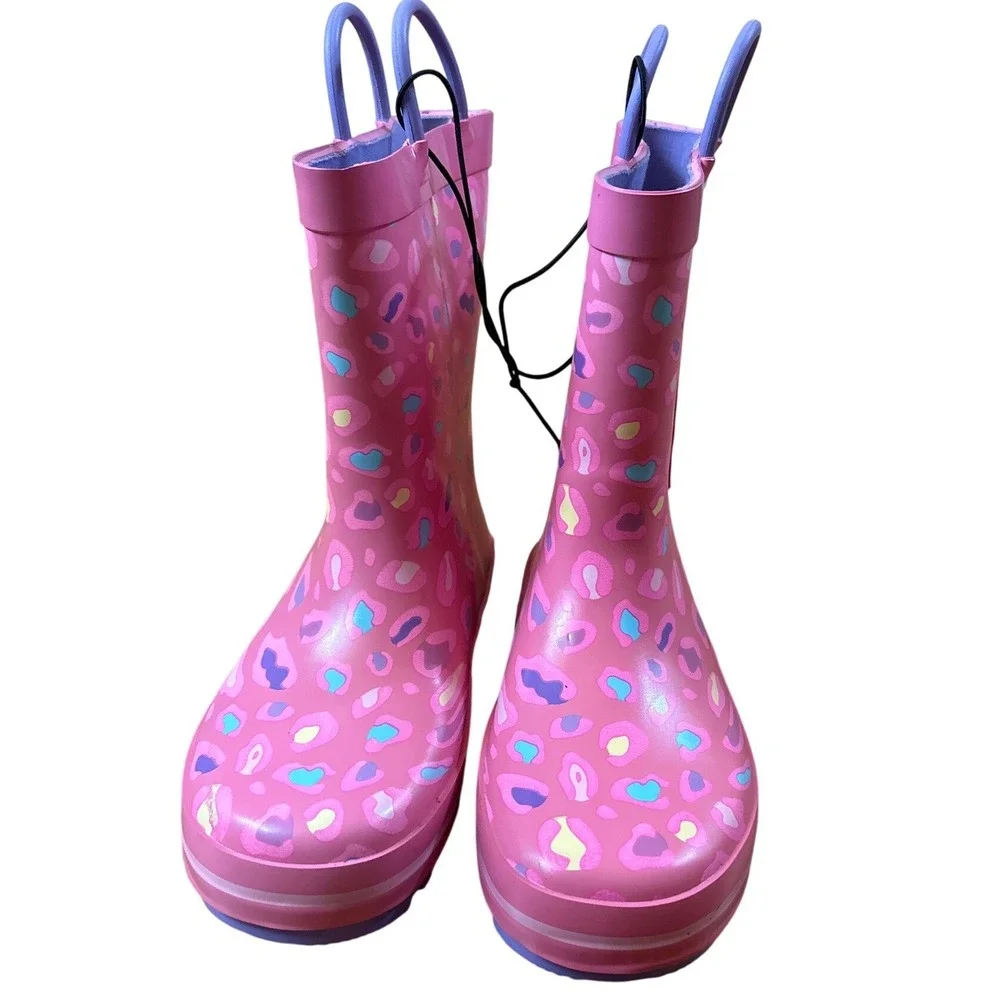 Disney Rain Boots Girls Pink Leopard Minnie Daisy Duck New SIZE 11/12